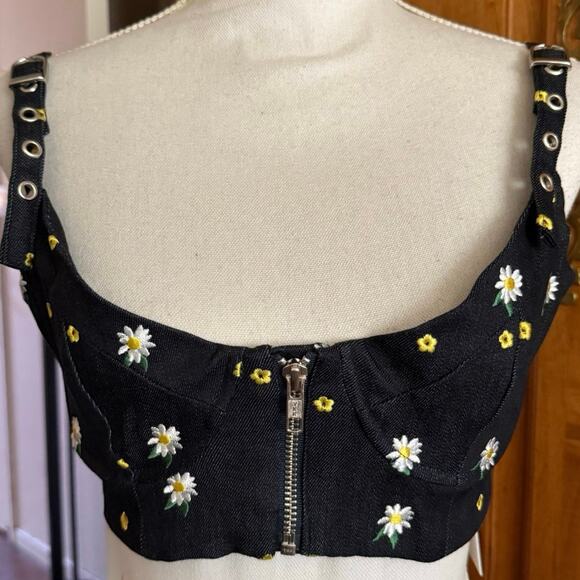 Miaou Dylan Bra embroidered Daisy opening zip front Opening Ceremonies M medium - Picture 5 of 16